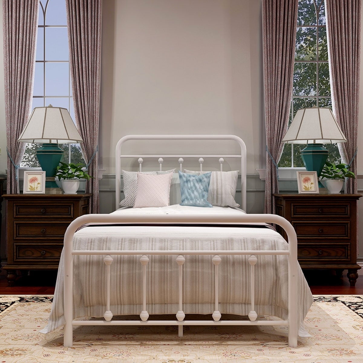 Alazyhome Simple Vintage Metal Platform Bed Frame, Easy-Assembly