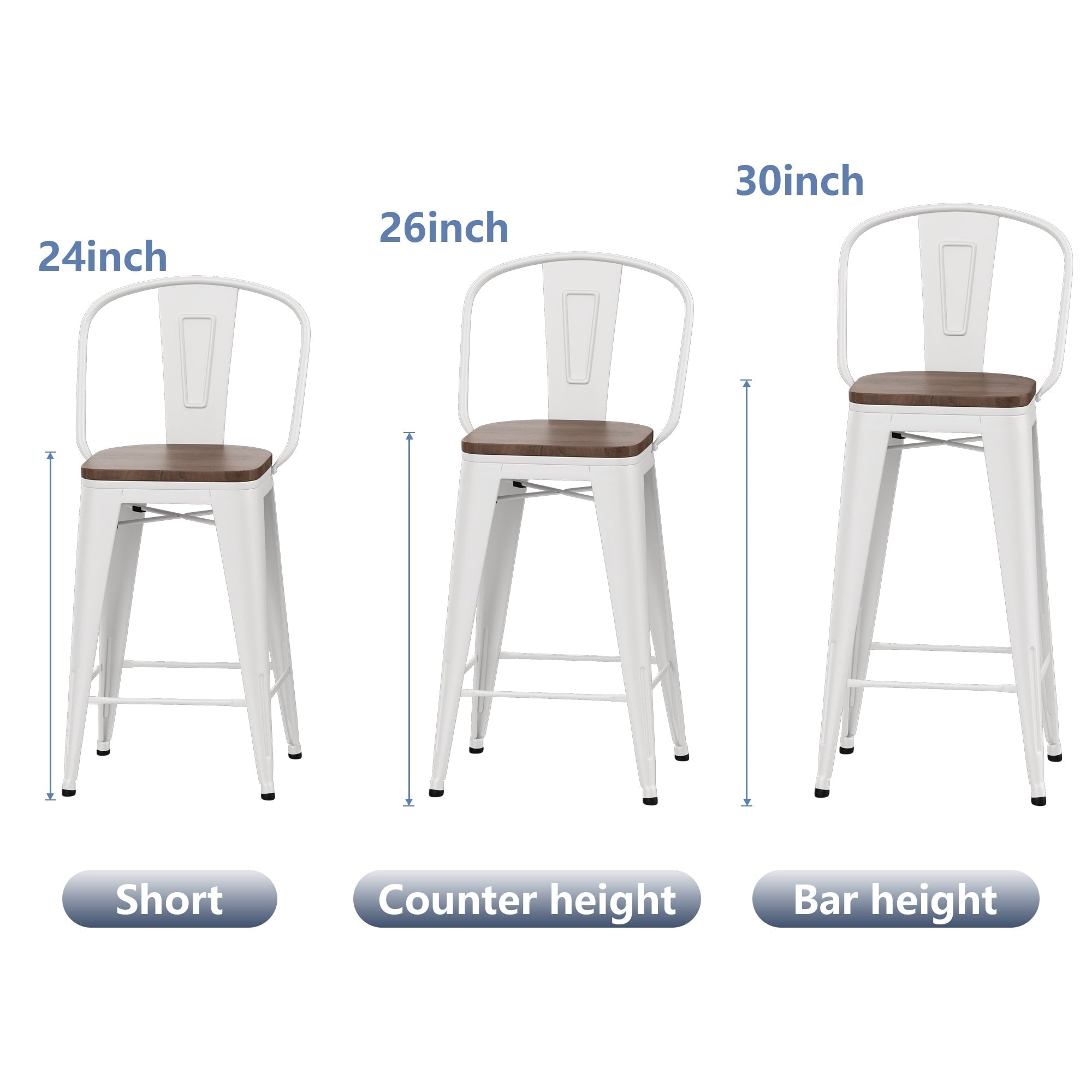 Andeworld farmhouse bar stools ,counter height bar stools set of 4 - Set of 4