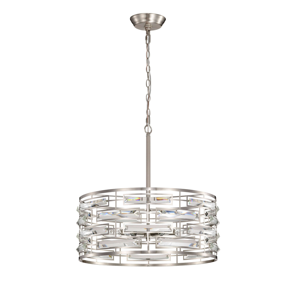 Anita Drum Shade Chandelier with Clear Glass Prism