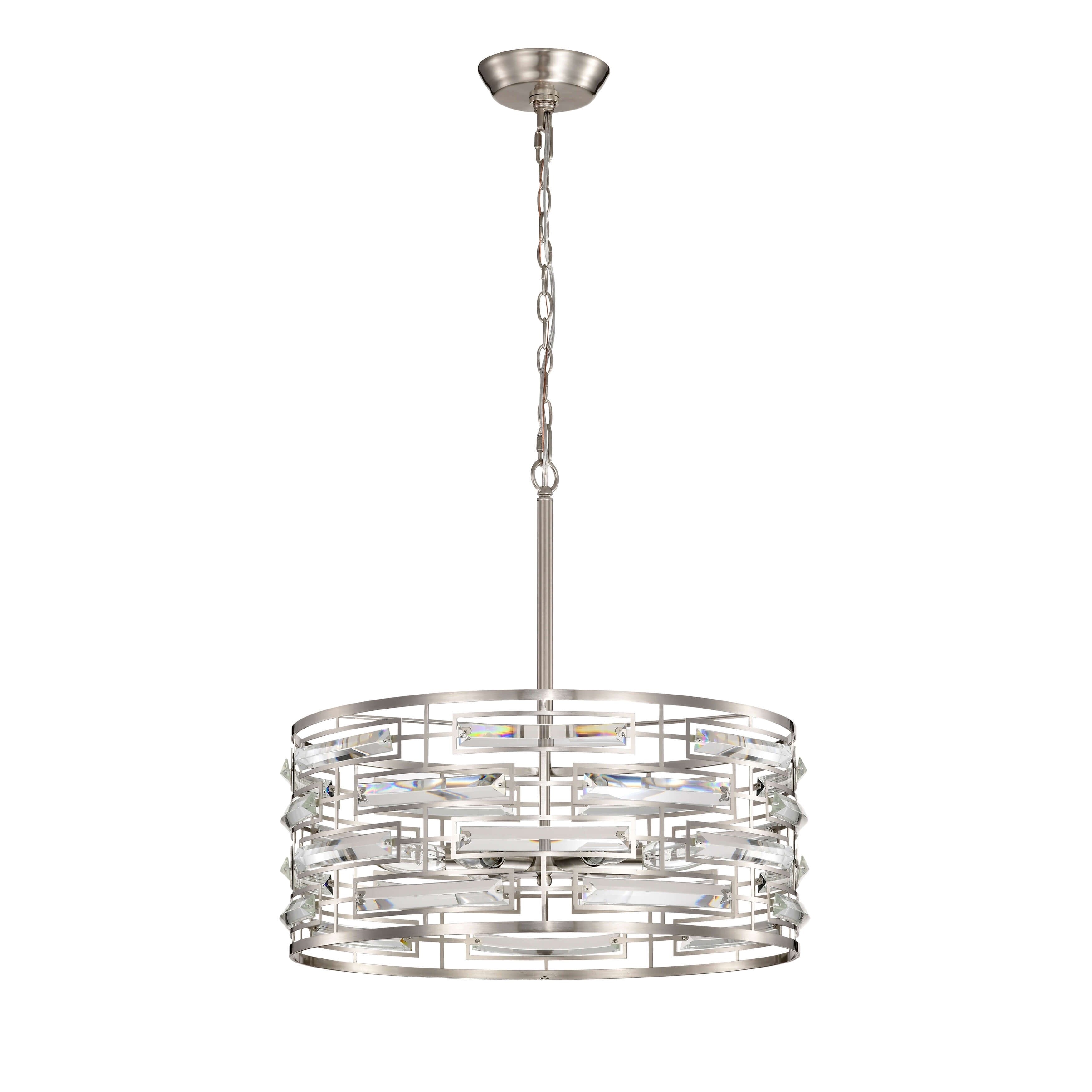 Anita Drum Shade Chandelier with Clear Glass Prism