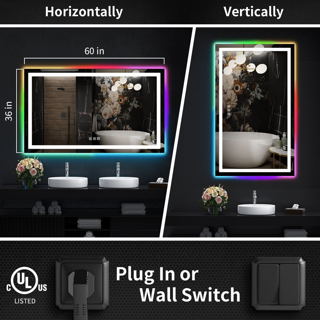 Anti-Fog RGB Backlit & LED Frontlit Bathroom Mirror