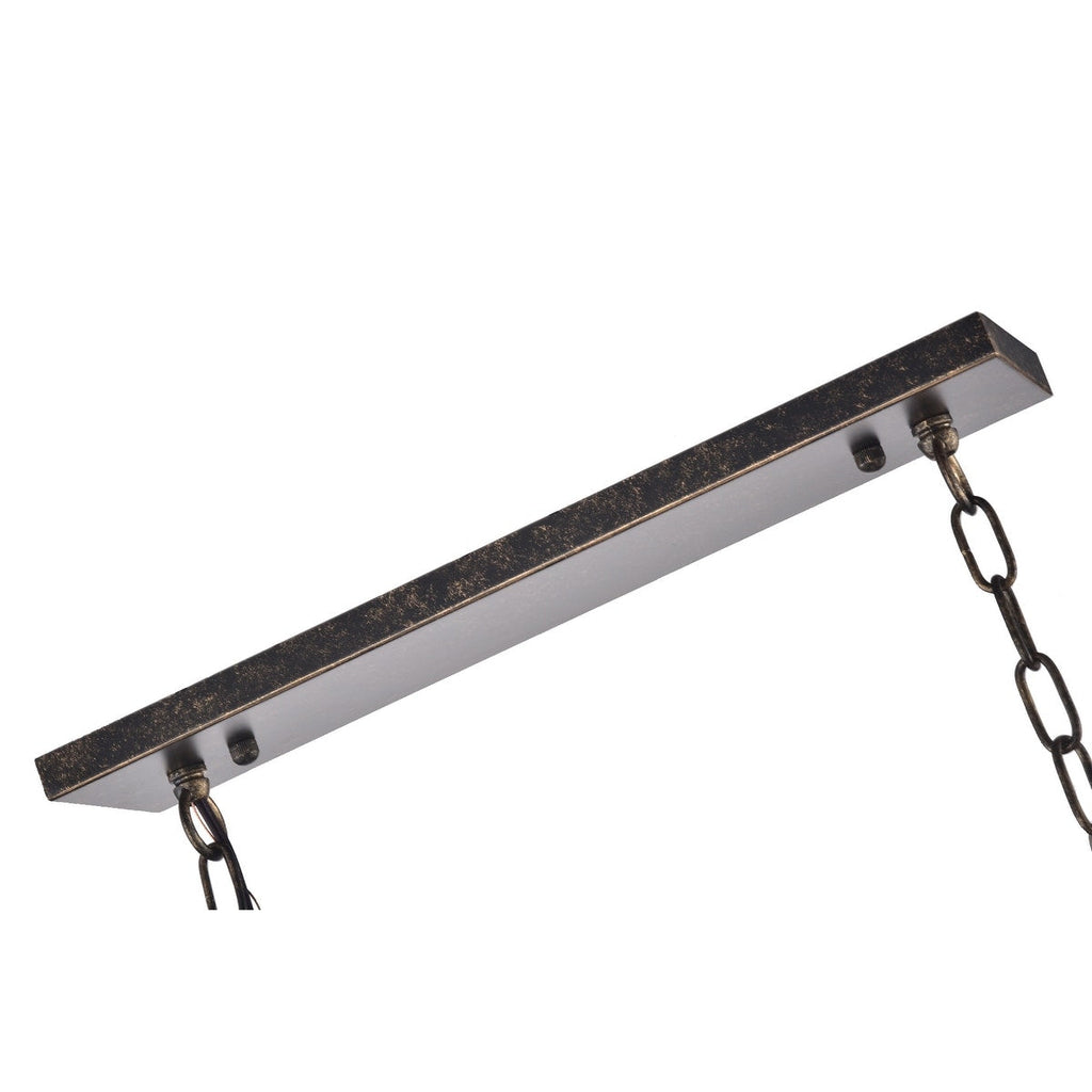 Antique Bronze 6-Light Rectangular Kitchen Island Lighting with Crystal Hanging - Antique Bronze