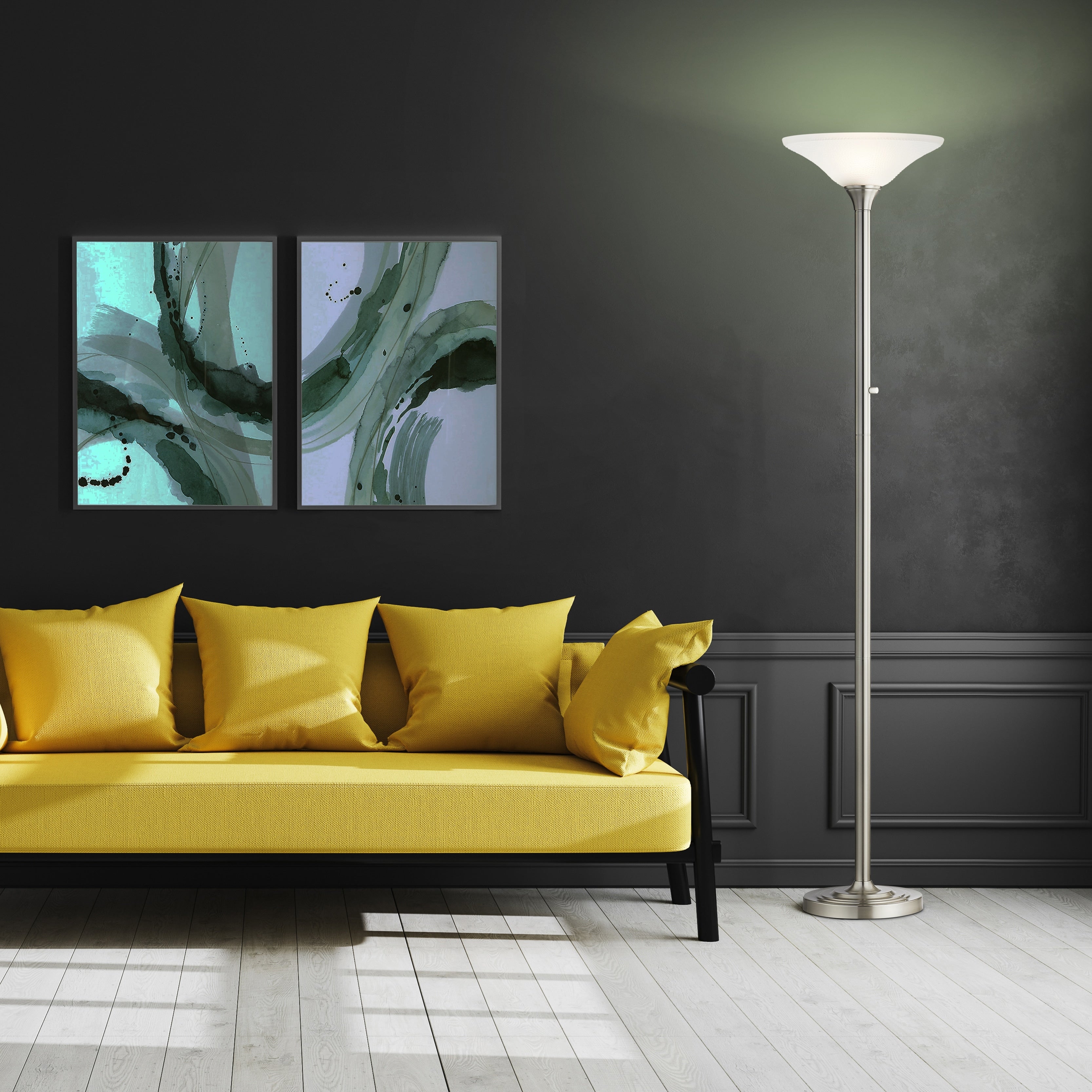 Artiva USA 71 LED Torchiere Floor Lamp with Hammered Glass Shades - 71