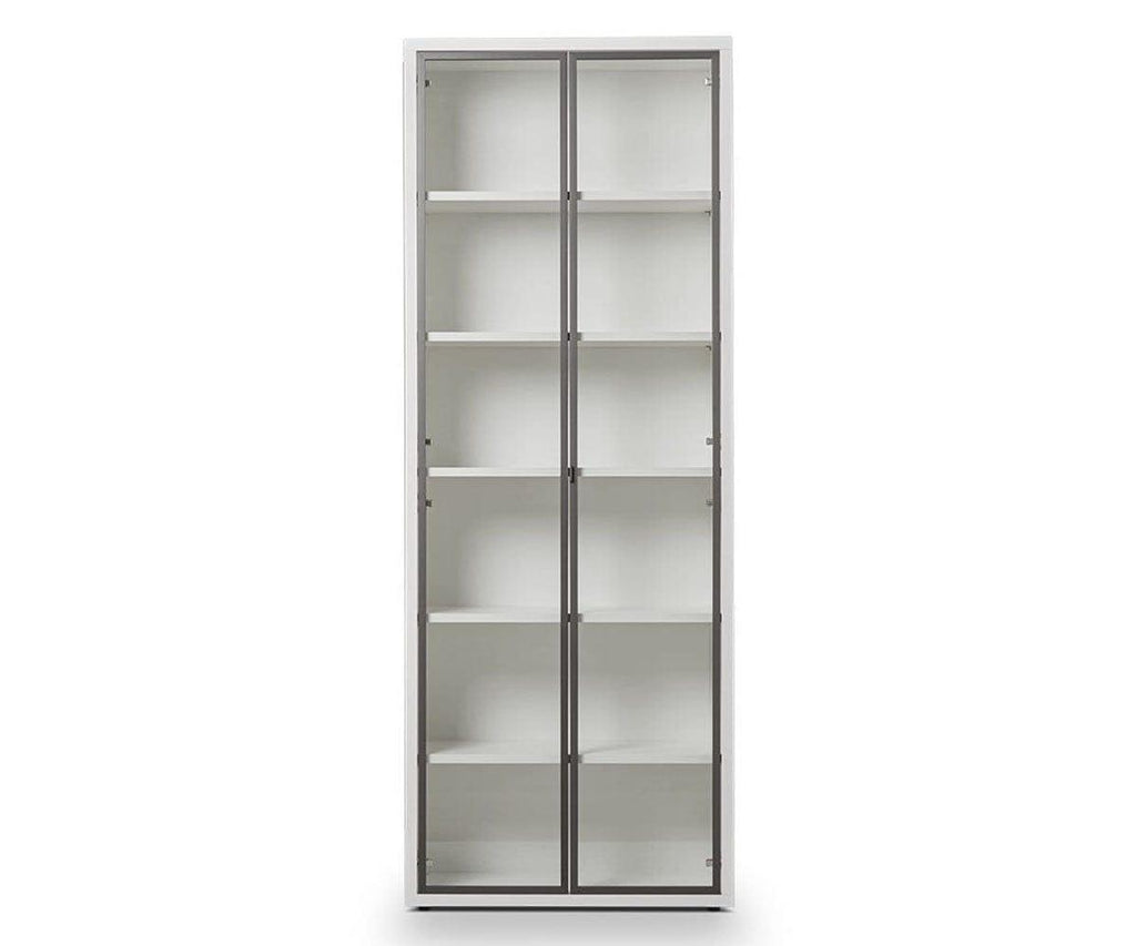 Gammel High Bookcase with Glass Doors - White