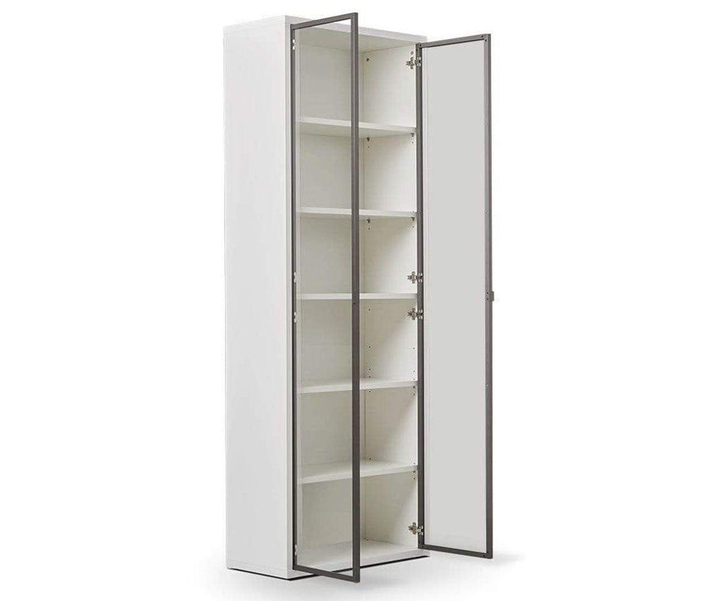 Gammel High Bookcase with Glass Doors - White
