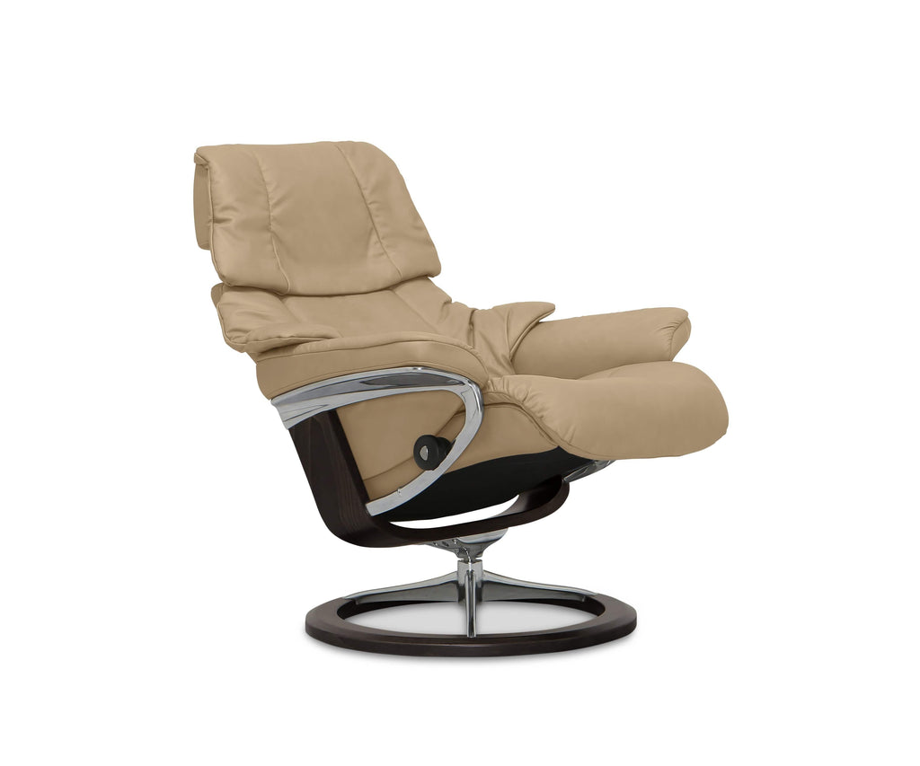 Stressless® Reno Recliner & Ottoman with Signature Base - Sand