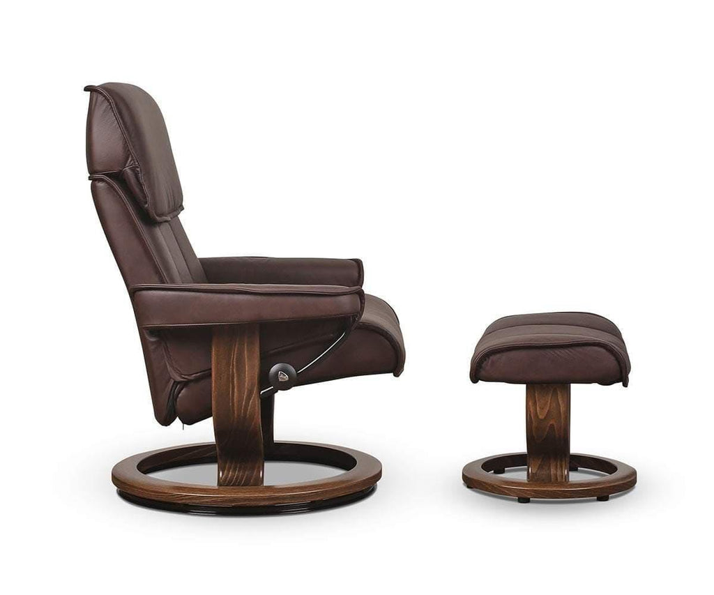 Stressless® Admiral Recliner & Ottoman - Chocolate