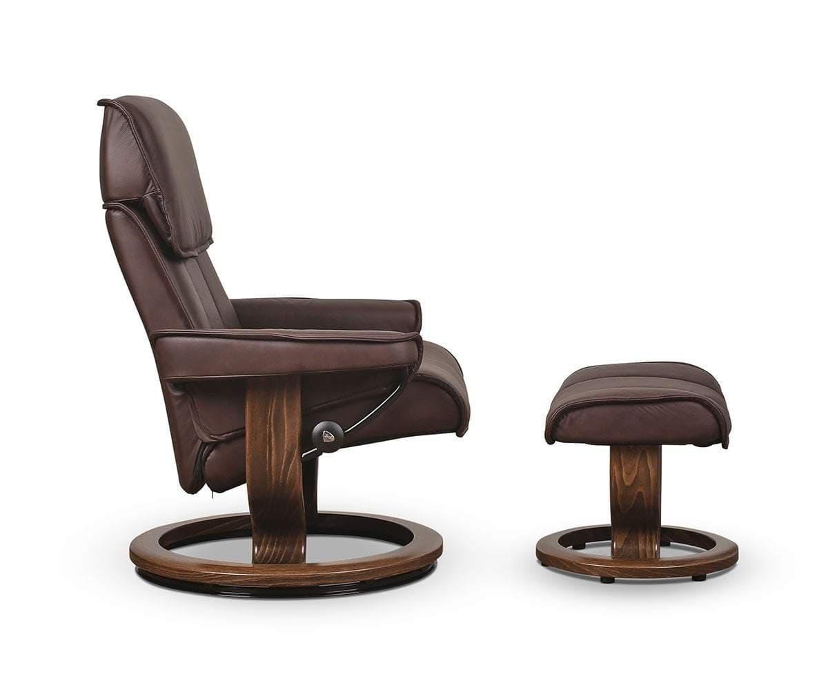 Stressless® Admiral Recliner & Ottoman - Chocolate