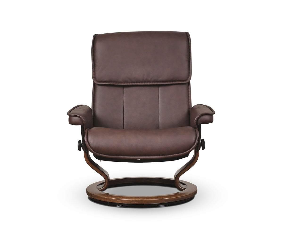 Stressless® Admiral Recliner & Ottoman - Chocolate