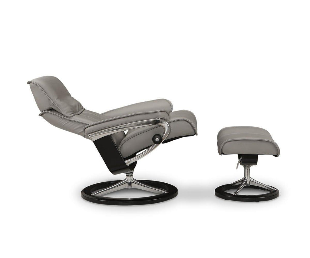Stressless® Admiral Recliner & Ottoman - Silver Grey