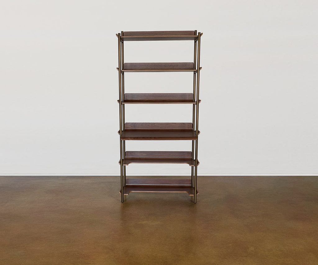 Freya 6 Shelves with Desk - Walnut