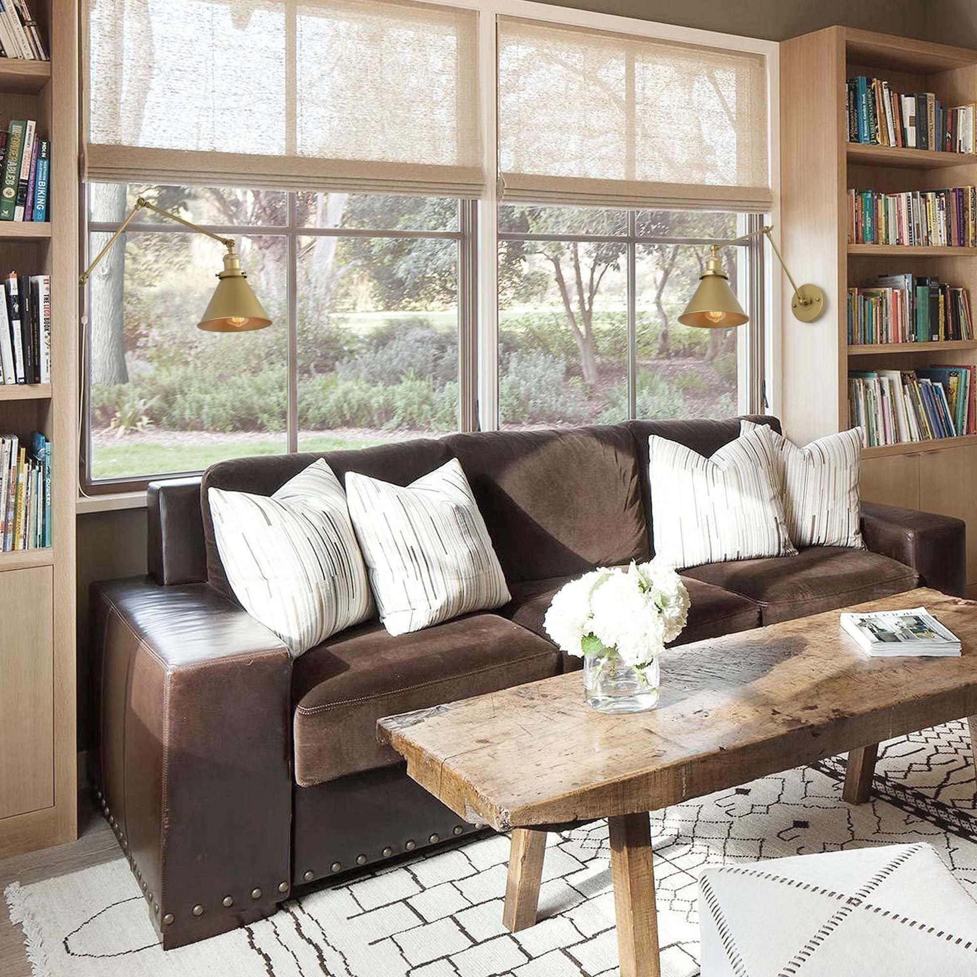 2 Set Modern Swing Arm Lights Adjustable Plug-in Hardwired Wall Sconces