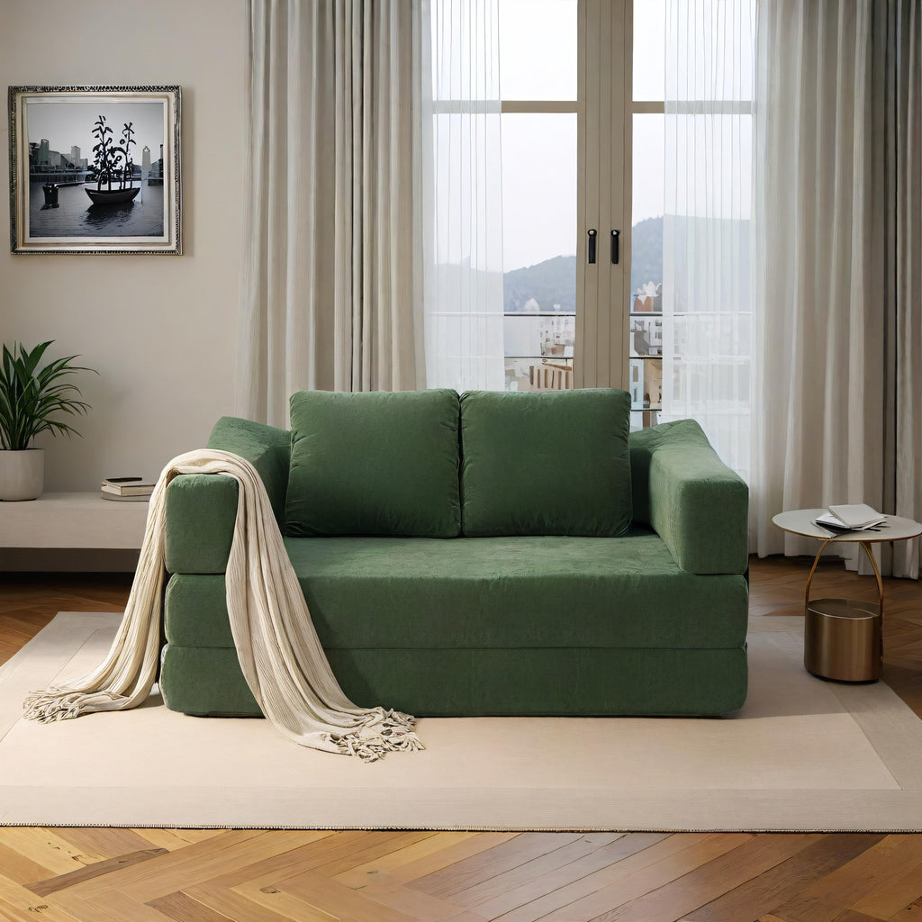 70.87 Upholstered Convertible Sleeper Sofa, Convertible Chair Floor Couch Comfy Sofa for Living Room, Bedroom, Chenille Fabric