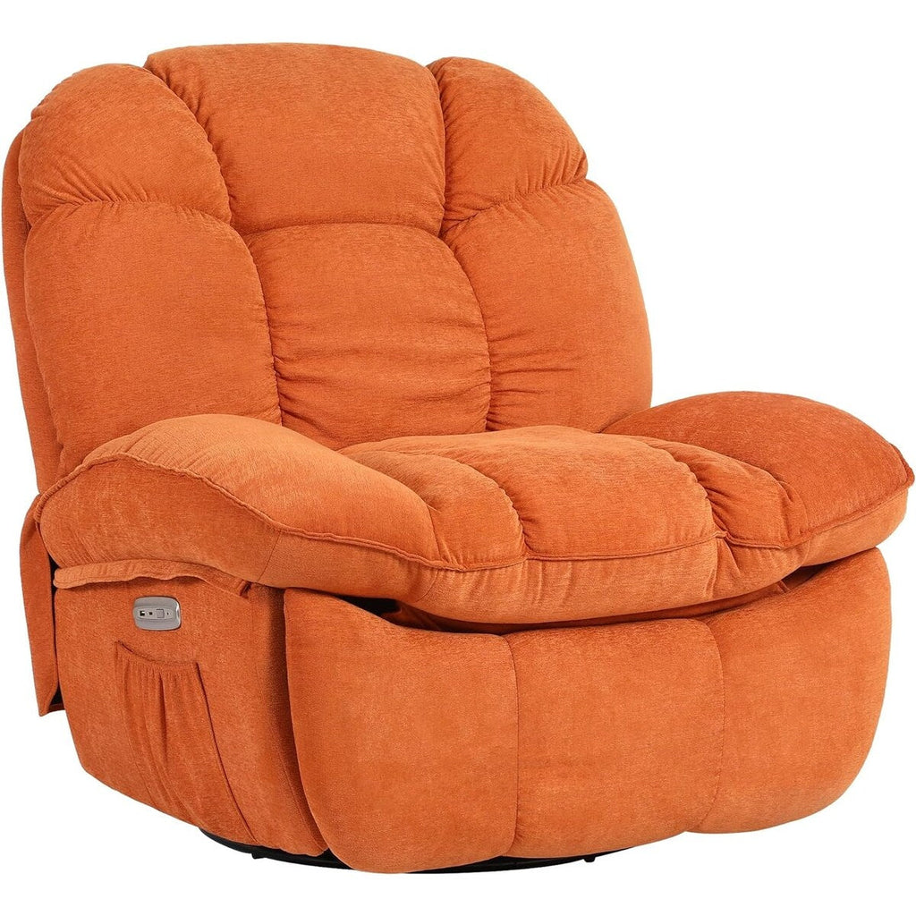 XINMICS Swivel Power Recliner Chair, Massage Rocker Recliners with Heated ,USB, USB-C and Side Pocket