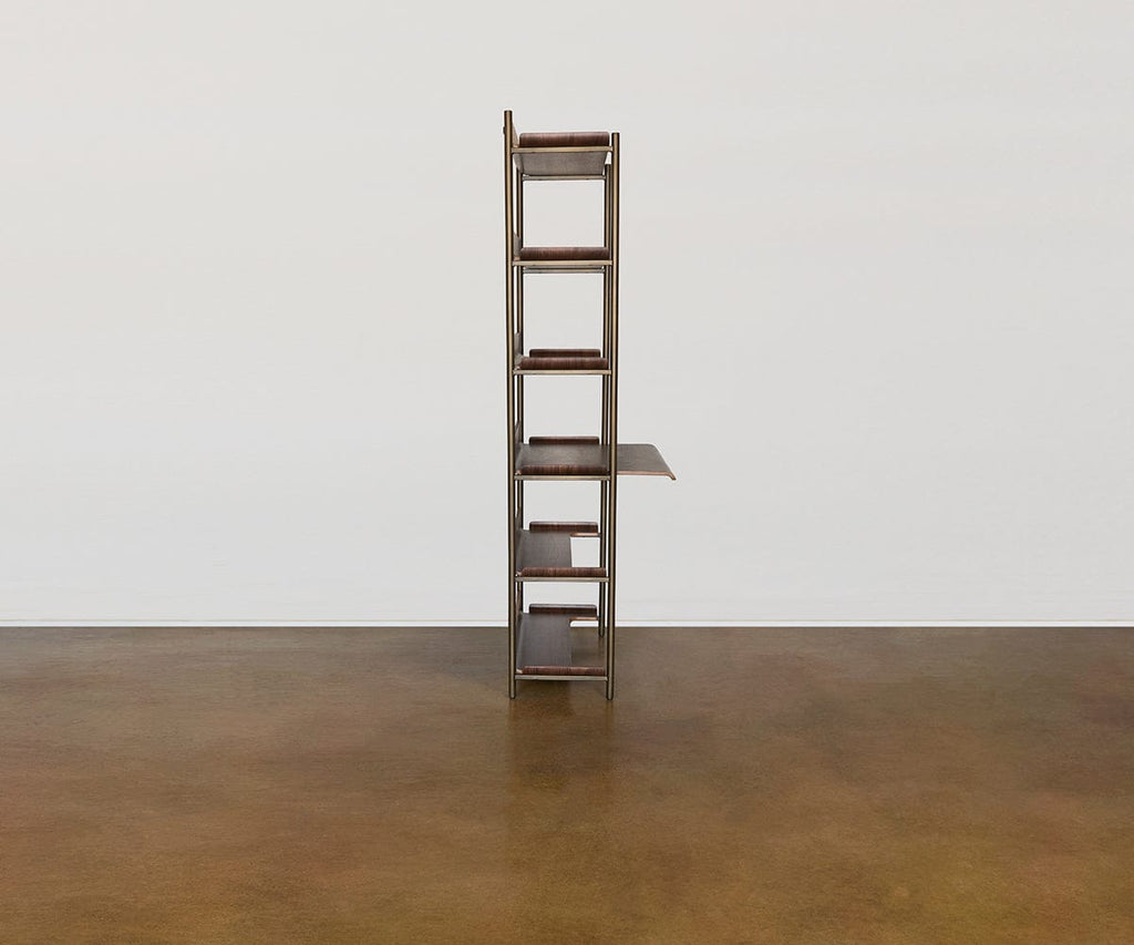 Freya 6 Shelves with Desk - Walnut