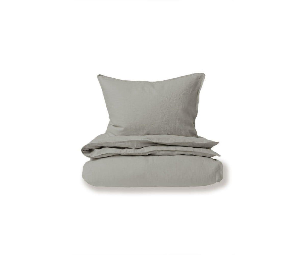 Laila Linen Duvet Cover + Shams Set - Grey