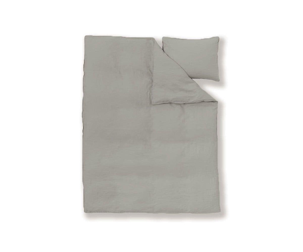 Laila Linen Duvet Cover + Shams Set - Grey