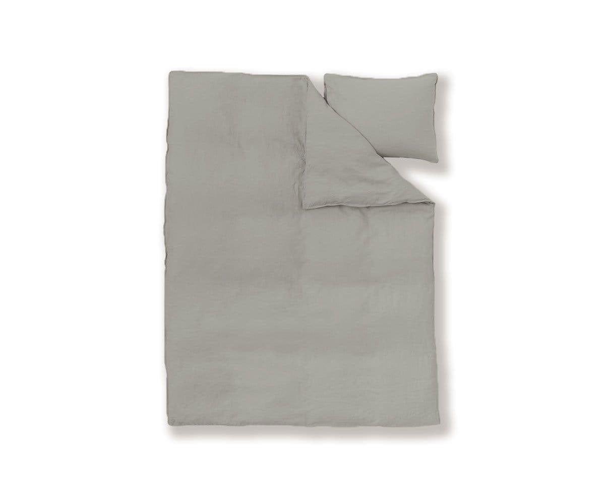 Laila Linen Duvet Cover + Shams Set - Grey