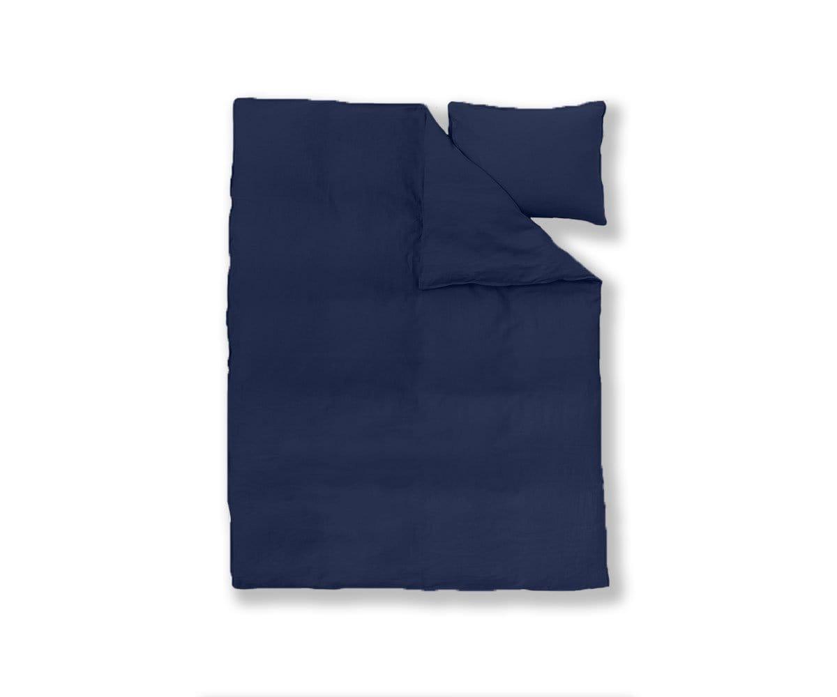 Laila Linen Duvet Cover + Shams Set - Navy